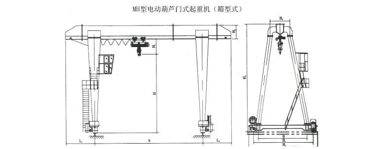 MH型電動葫蘆單梁門式起重機結構圖